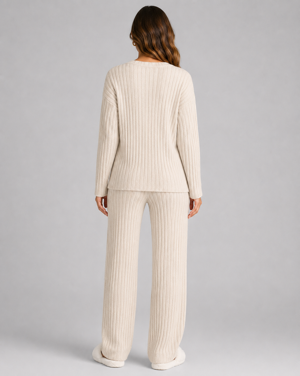 Petra | Ribbed V-Neck Knit Lounge Set