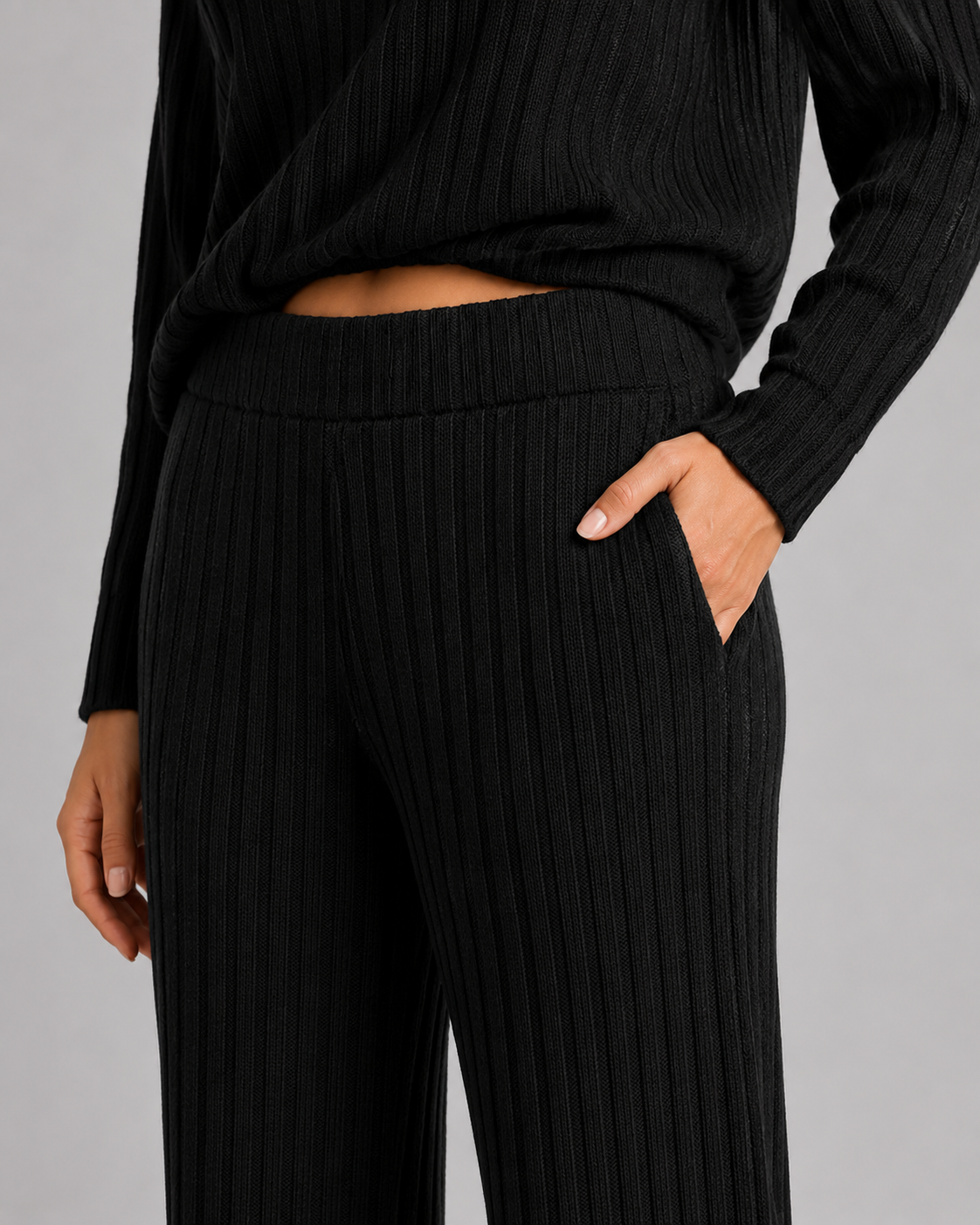 Petra | Ribbed V-Neck Knit Lounge Set
