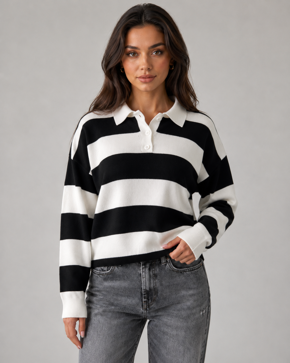 Winifred | Rugby Stripe Polo Sweater