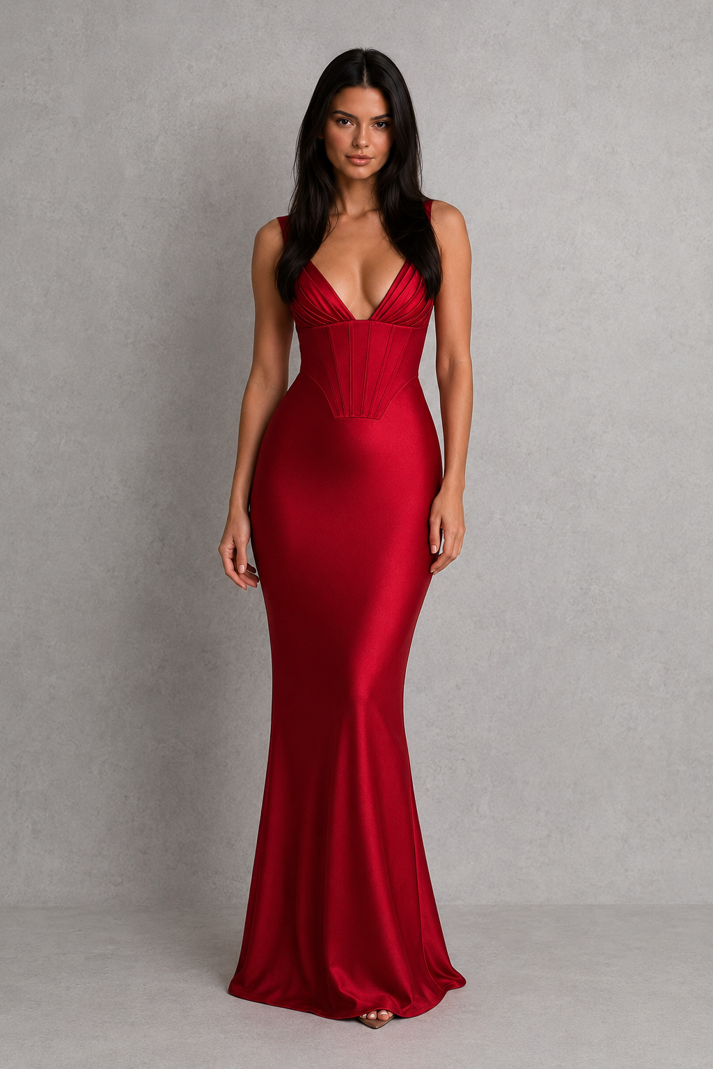 Celestine | Satin Corset Lace-Up Maxi Dress