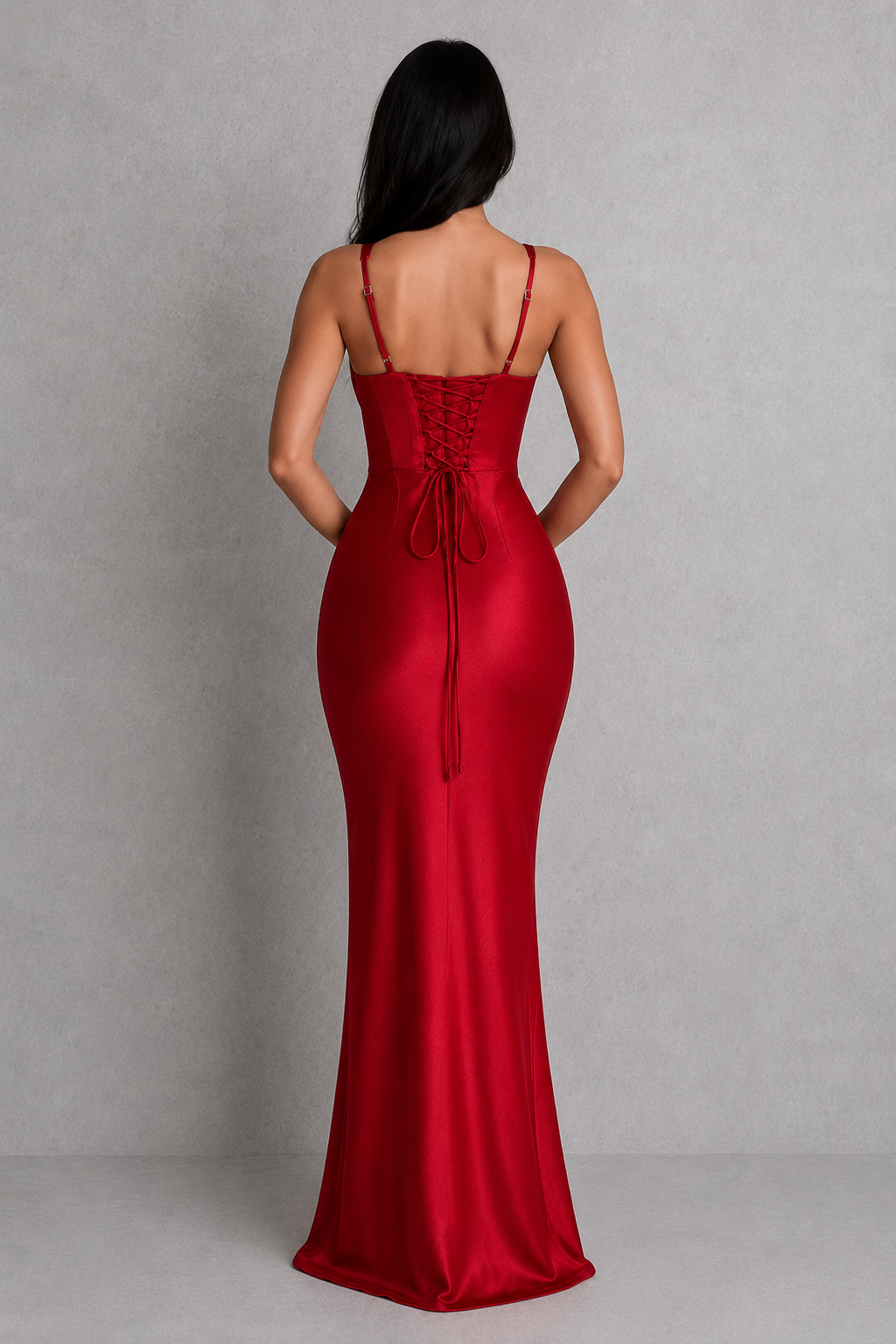 Celestine | Satin Corset Lace-Up Maxi Dress