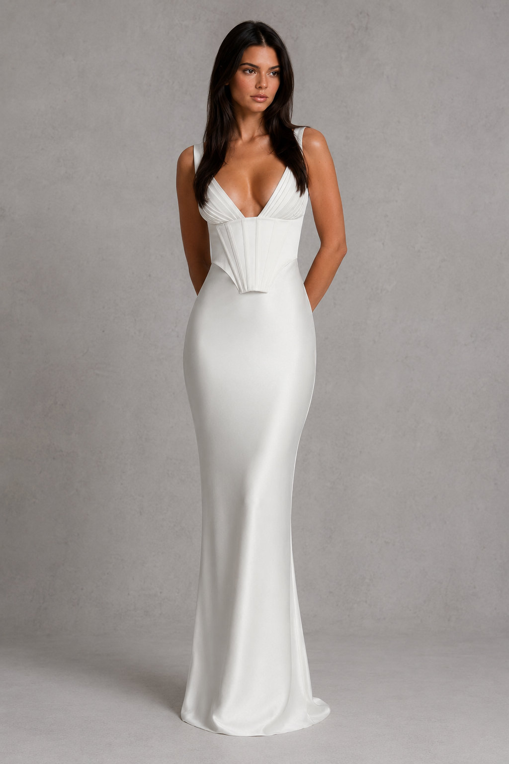 Celestine | Satin Corset Lace-Up Maxi Dress