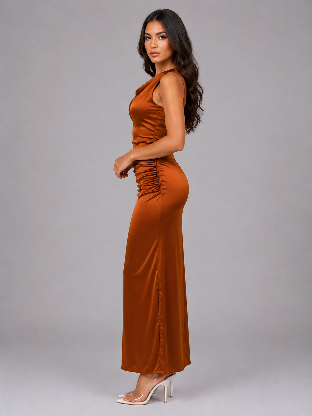 Cassidy | Satin Cowl Neck Maxi Dress