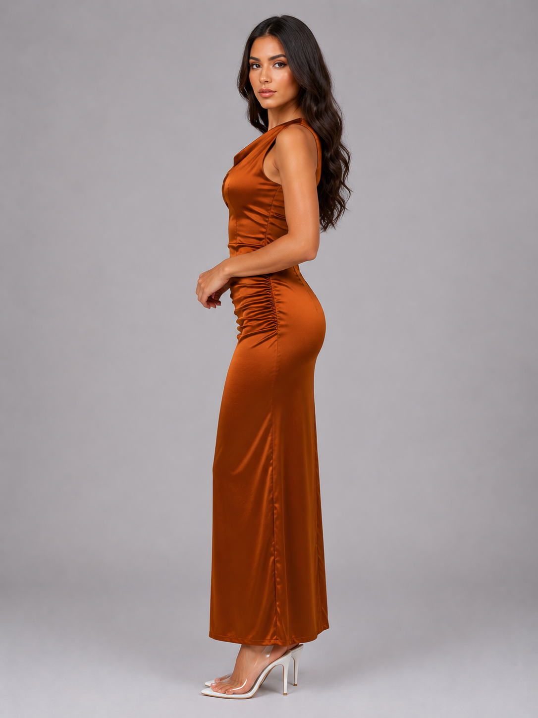 Cassidy | Satin Cowl Neck Maxi Dress