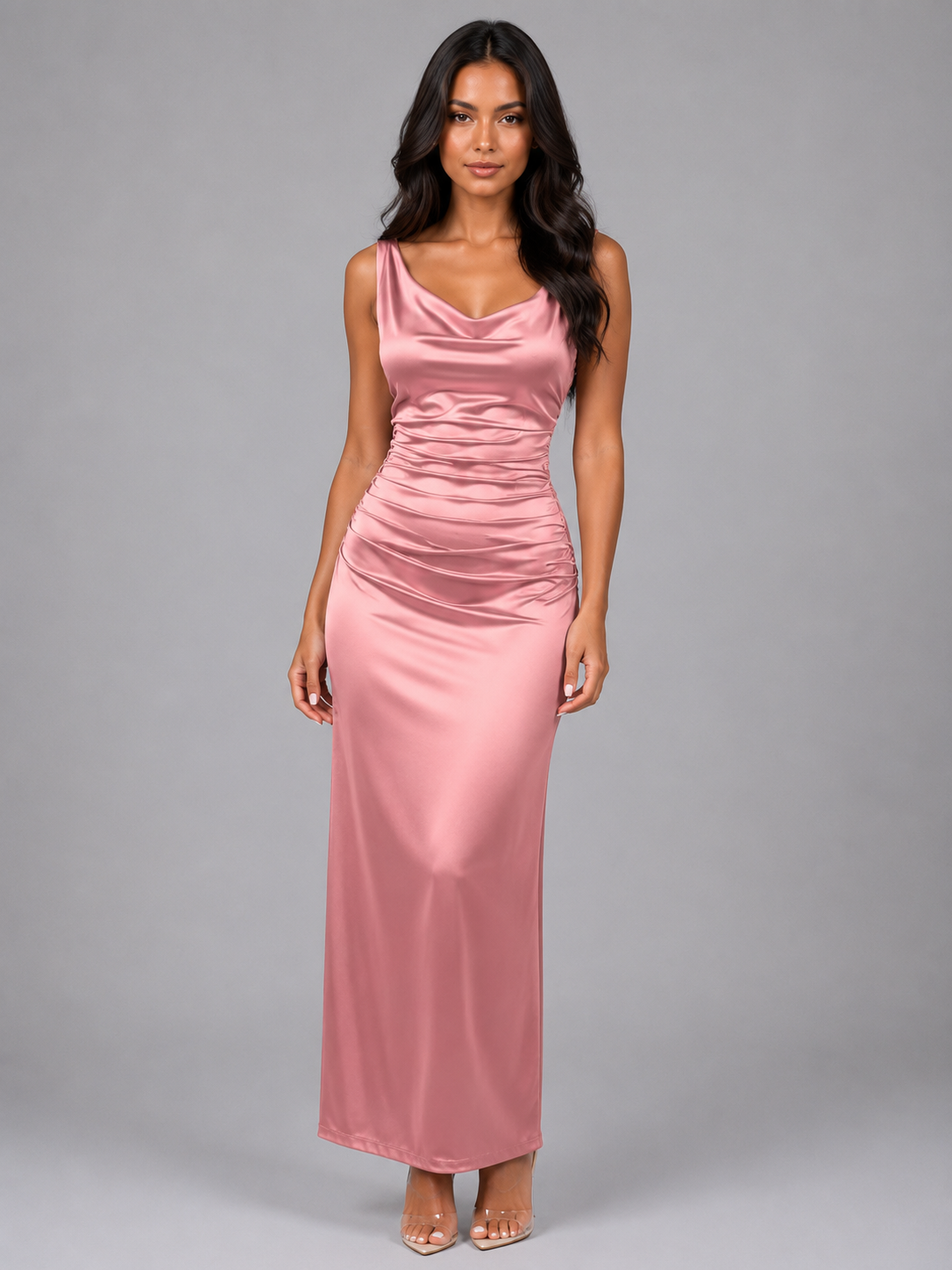 Cassidy | Satin Cowl Neck Maxi Dress