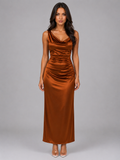 Cassidy | Satin Cowl Neck Maxi Dress
