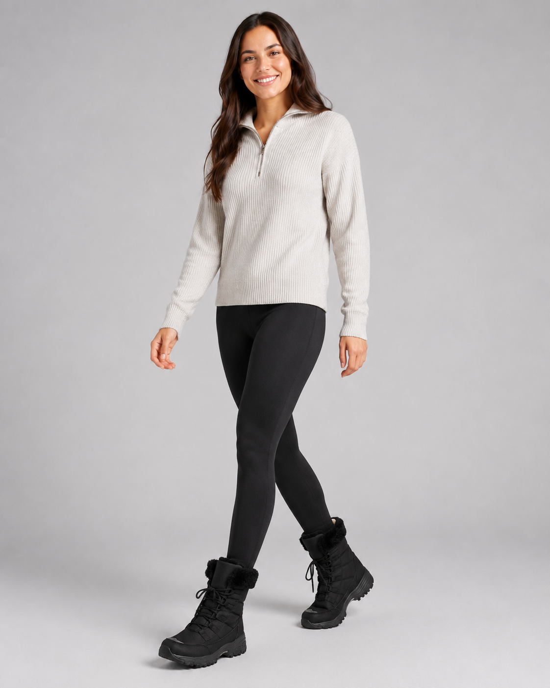 Noor | Quilted Faux Fur Cuff Snow Boots
