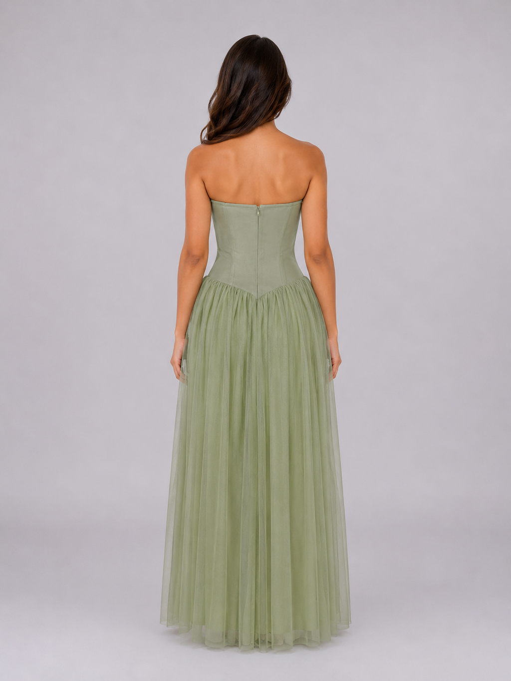 Talia | Strapless Tulle Corset Maxi Dress