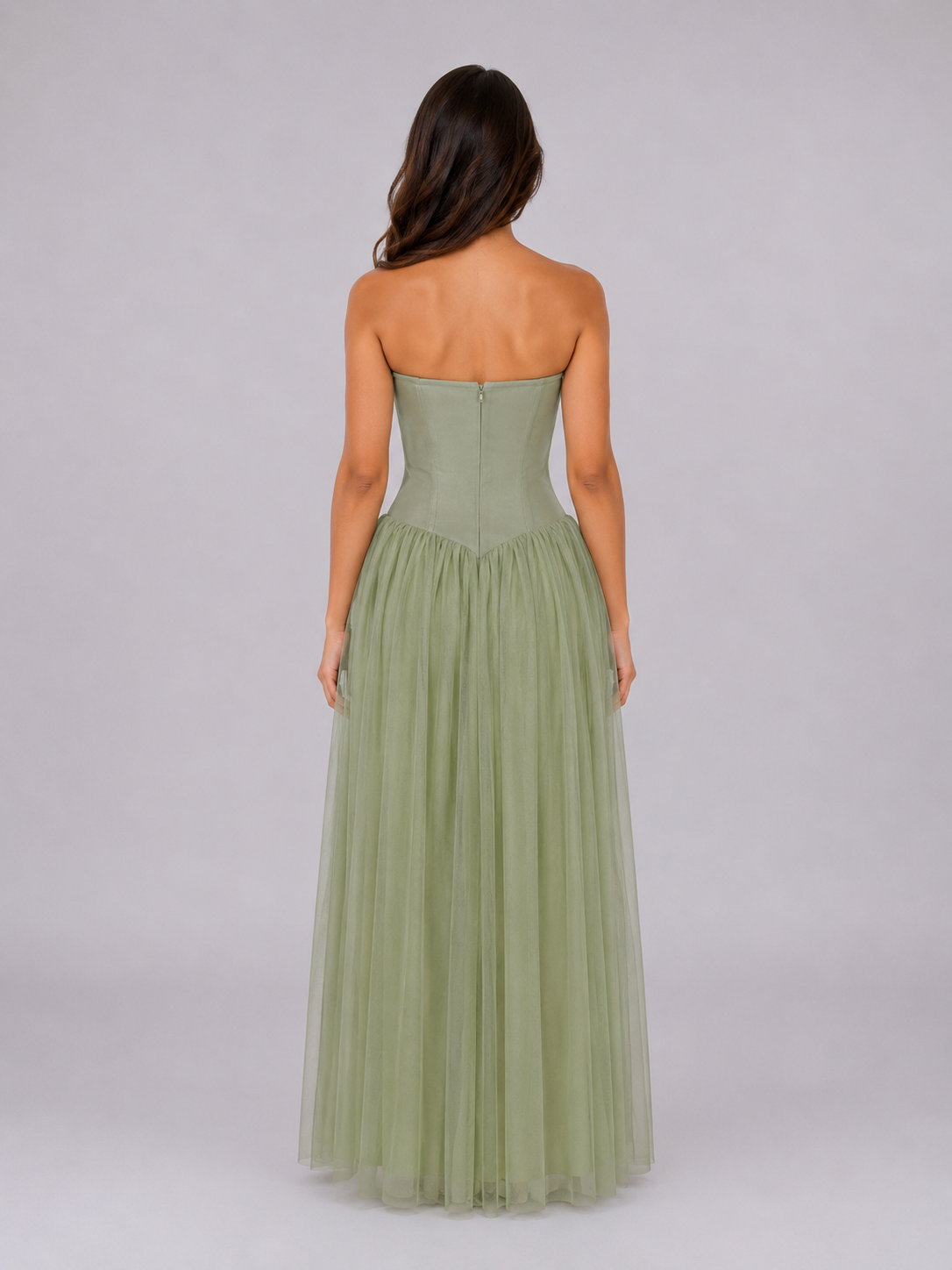 Talia | Strapless Tulle Corset Maxi Dress