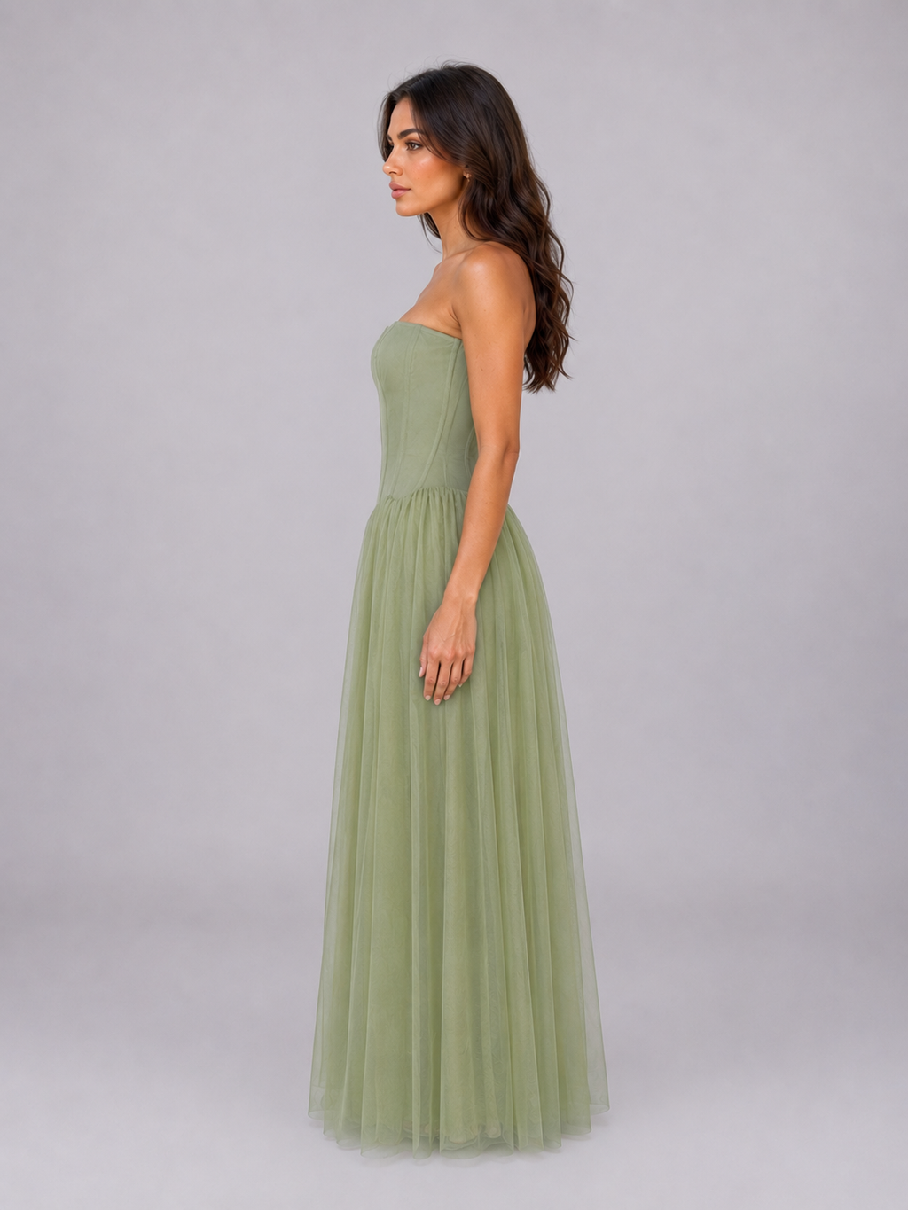 Talia | Strapless Tulle Corset Maxi Dress