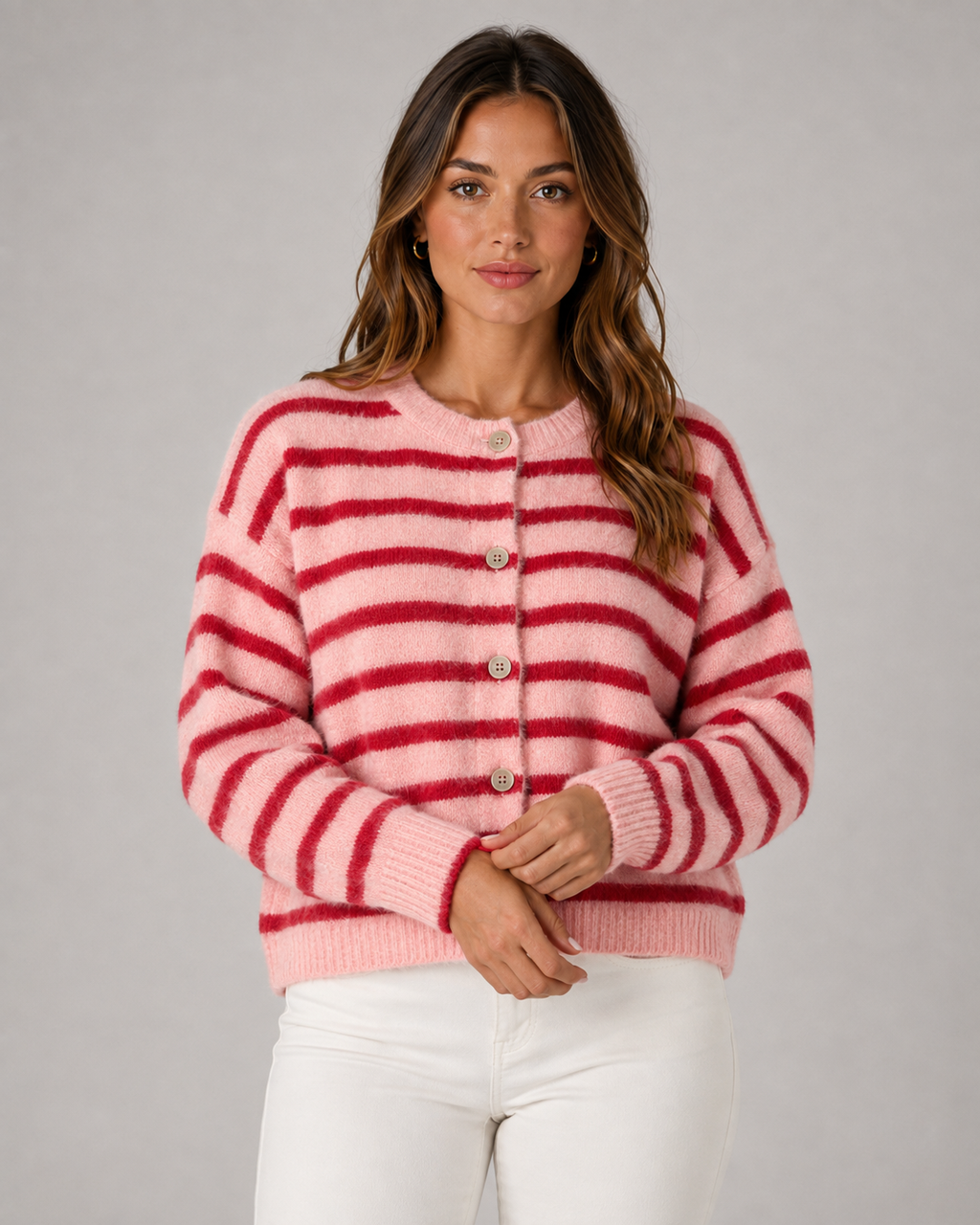 Ximena | Striped Button-Front Knit Cardigan