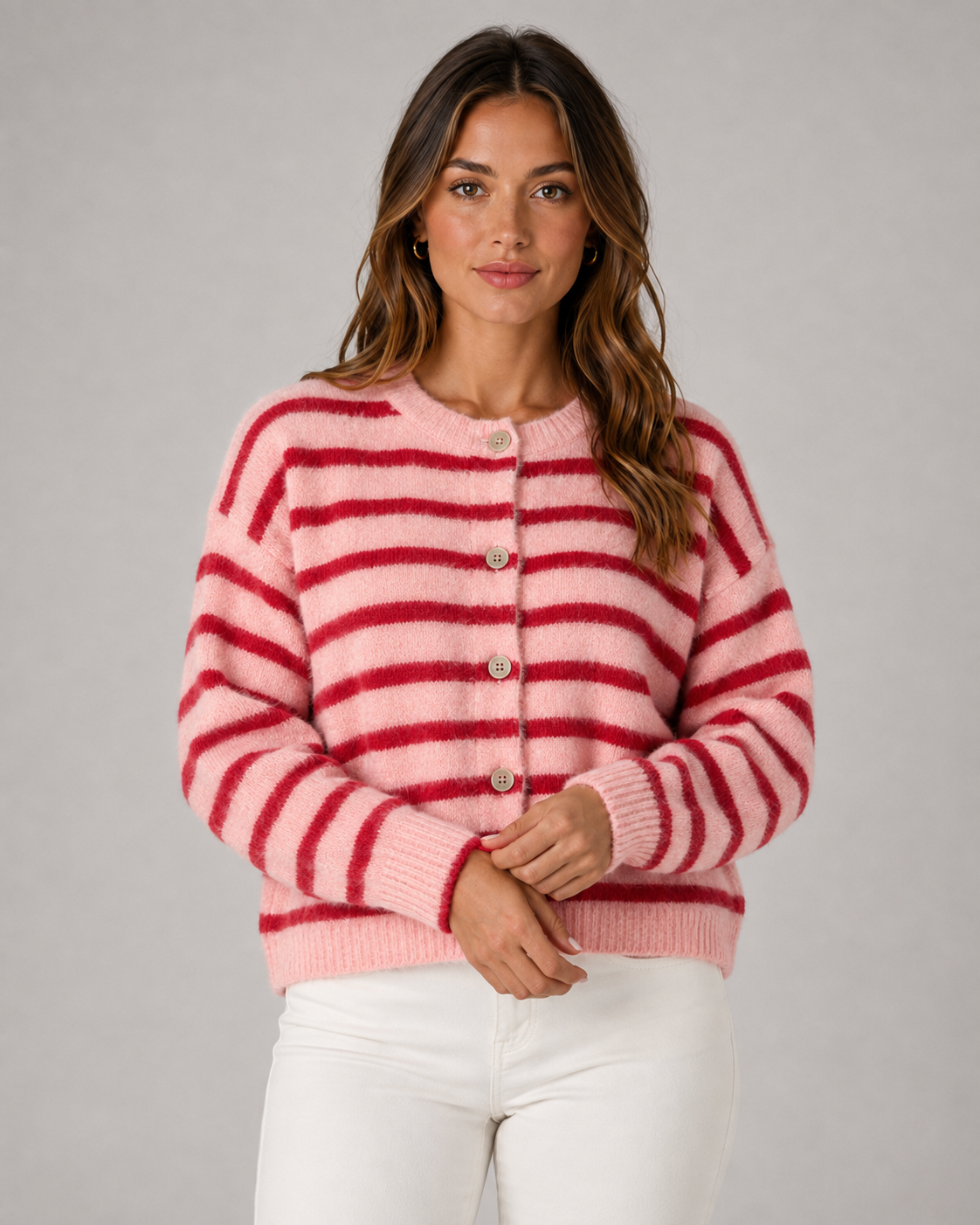Ximena | Striped Button-Front Knit Cardigan
