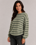 Zelda | Striped Fuzzy Crew Neck Sweater