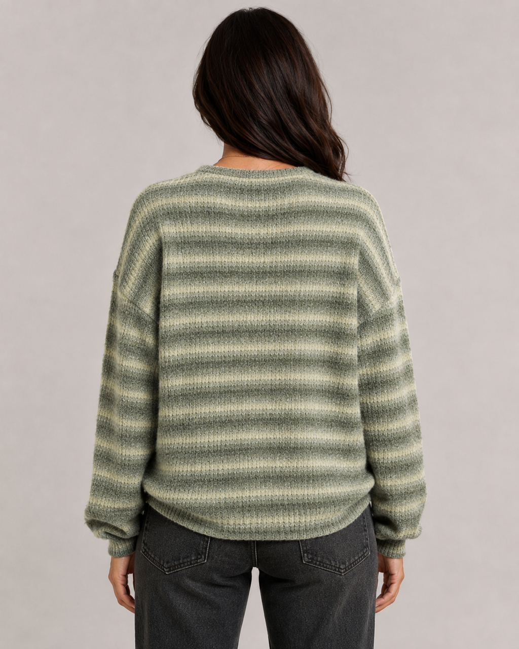 Zelda | Striped Fuzzy Crew Neck Sweater