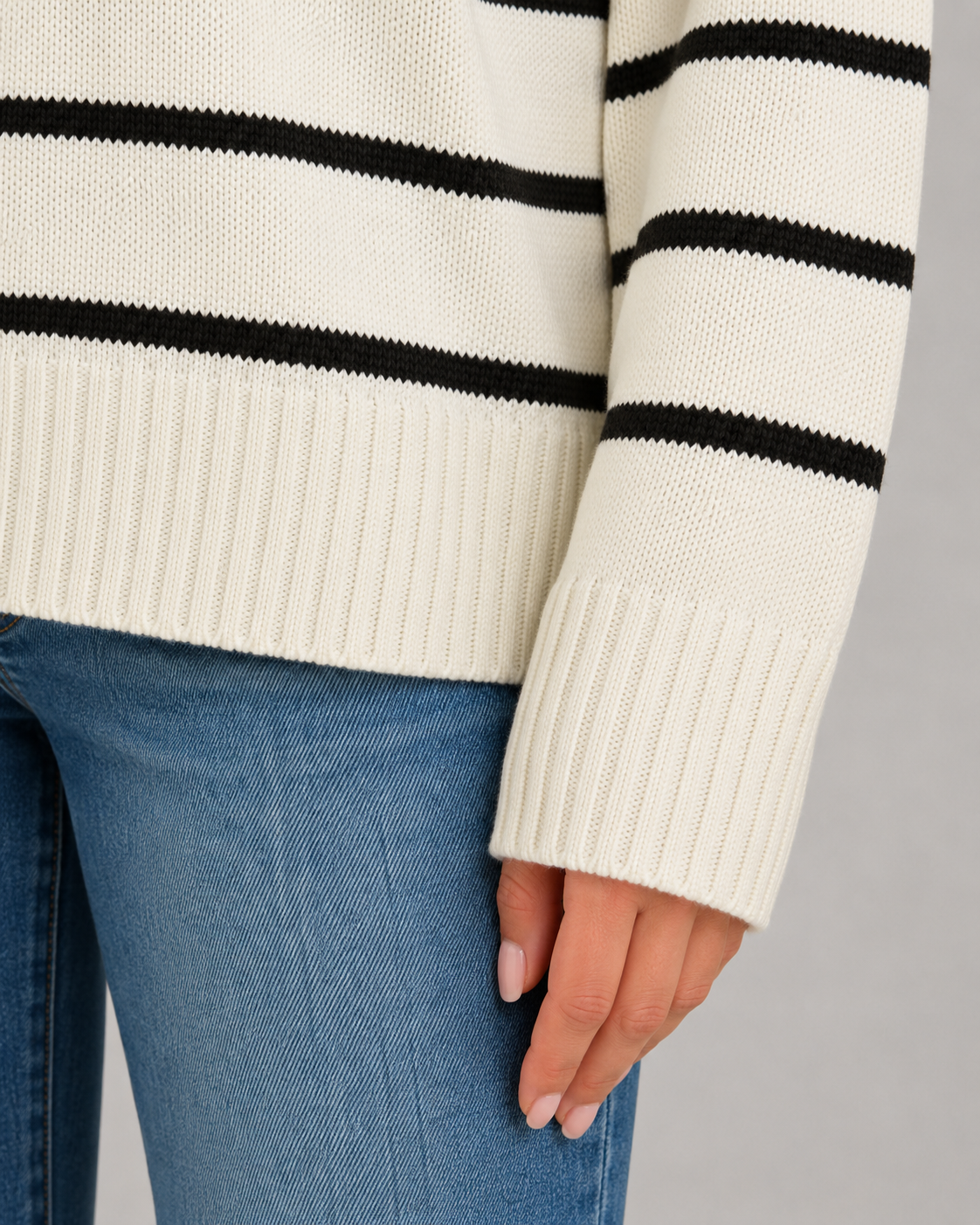 Wanda | Striped Polo Collar Knit Sweater