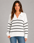 Wanda | Striped Polo Collar Knit Sweater