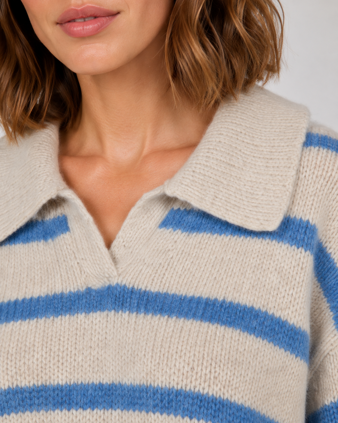 Zinnia | Striped Polo Collar Knit Sweater
