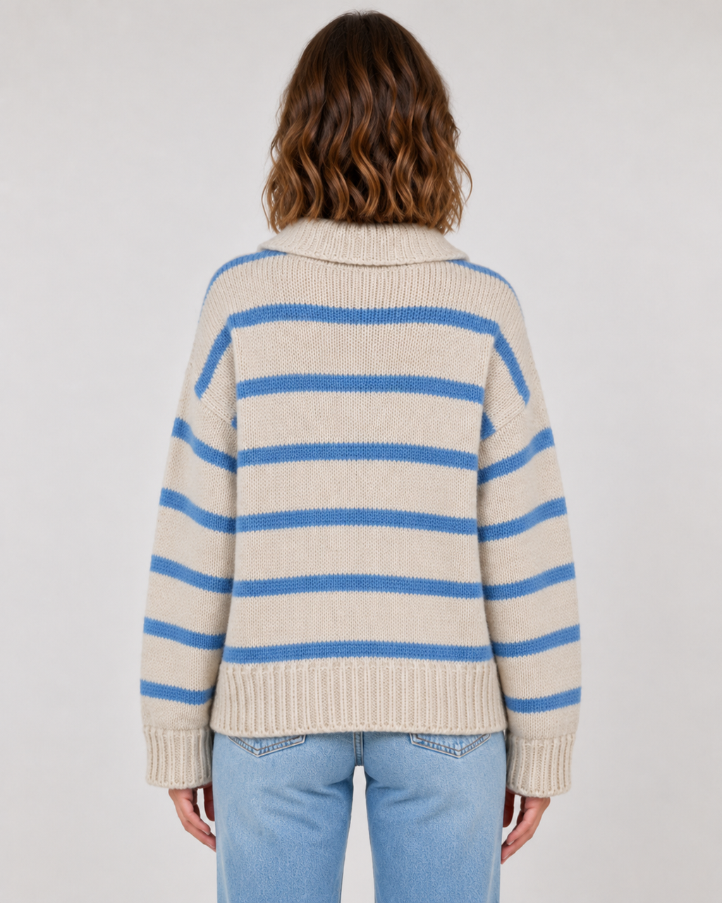 Zinnia | Striped Polo Collar Knit Sweater