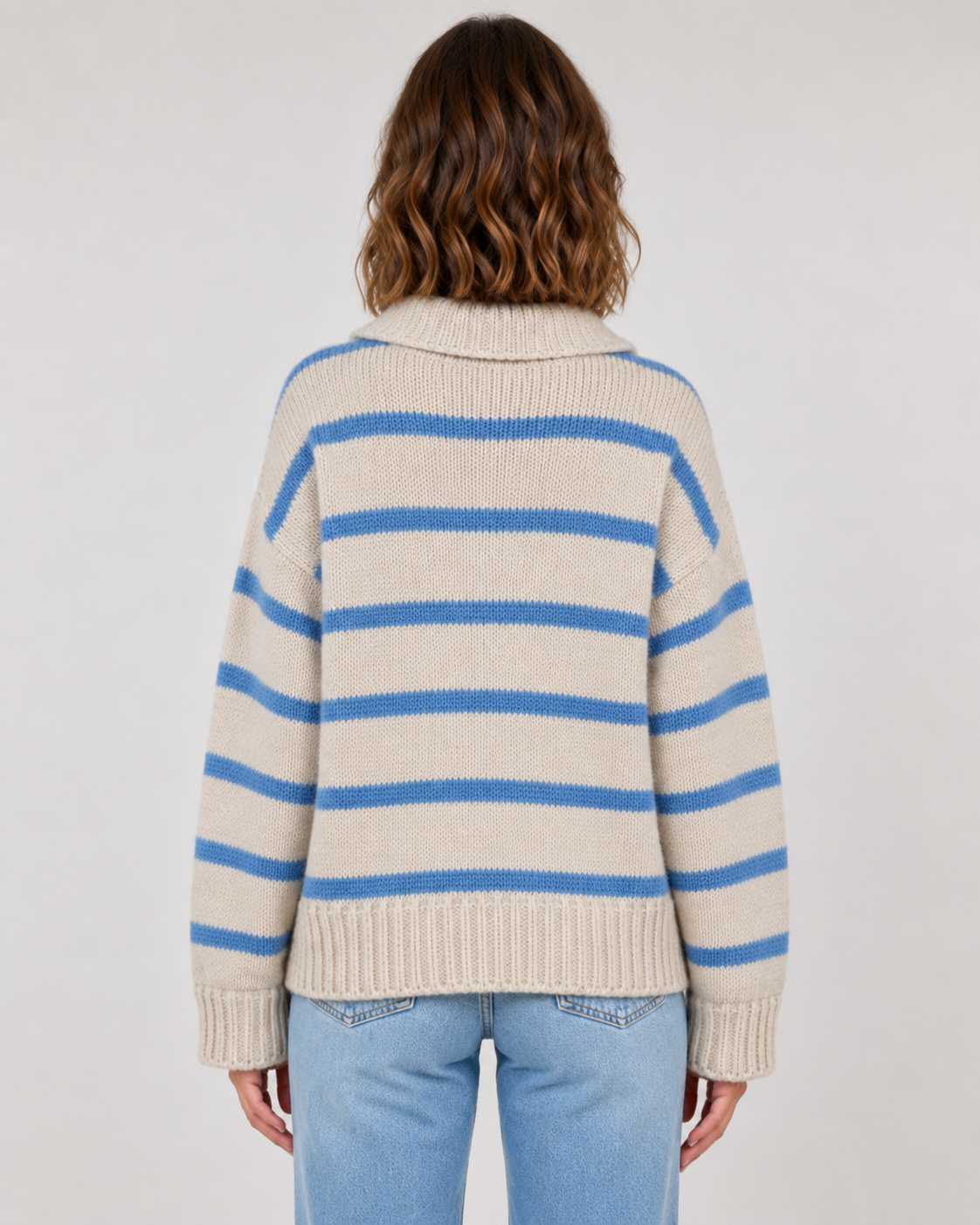 Zinnia | Striped Polo Collar Knit Sweater