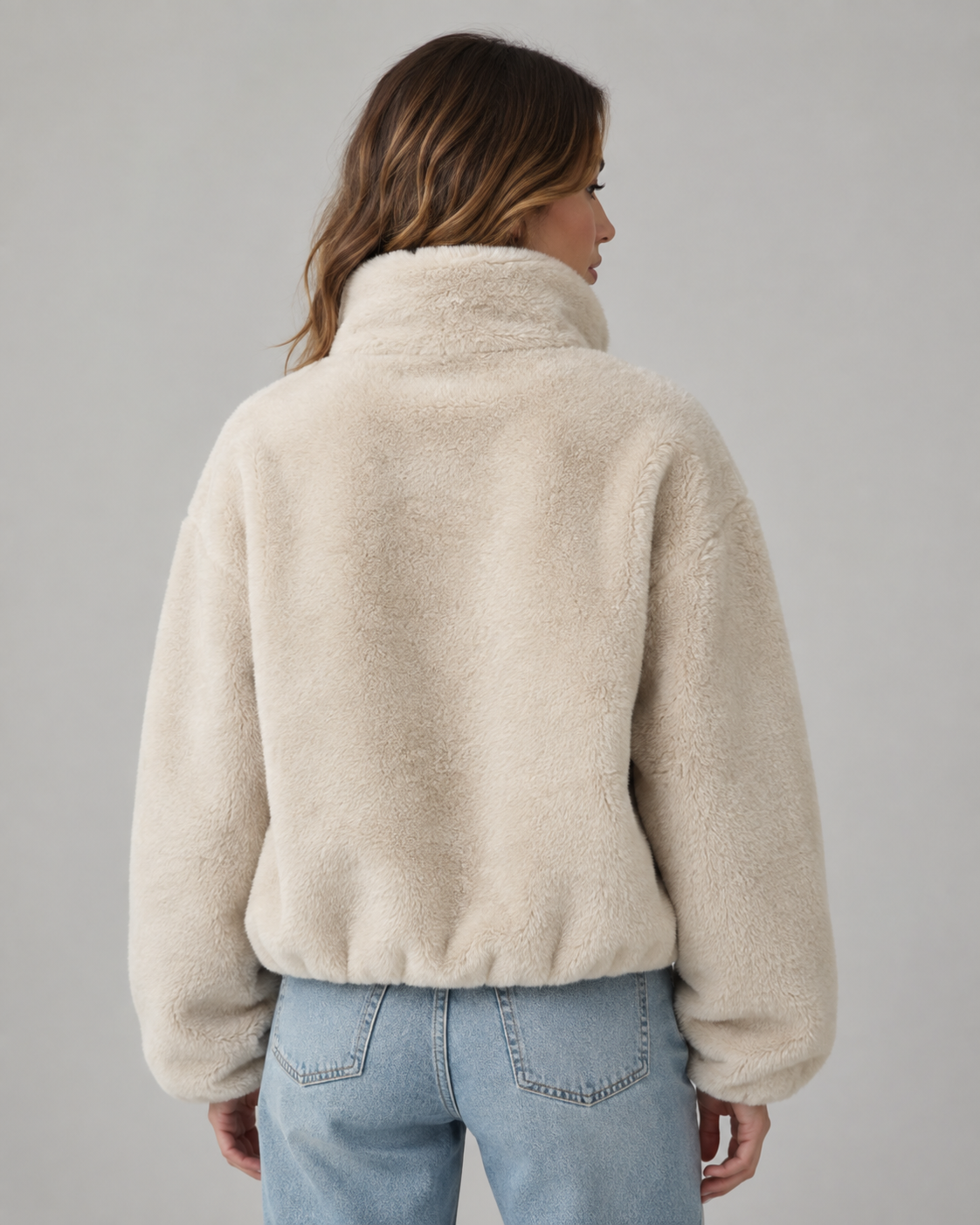 Bellamy | Cropped Teddy Funnel Neck Jacket